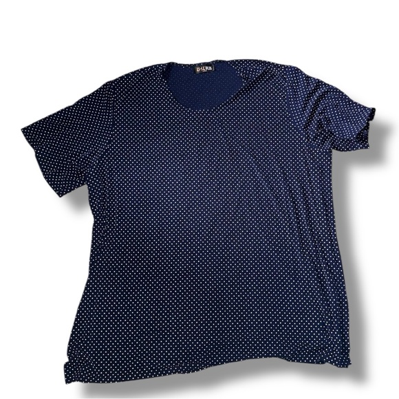 ES-SE Plus Navy Blue Polka Dot Top Size 2X - Picture 1 of 2